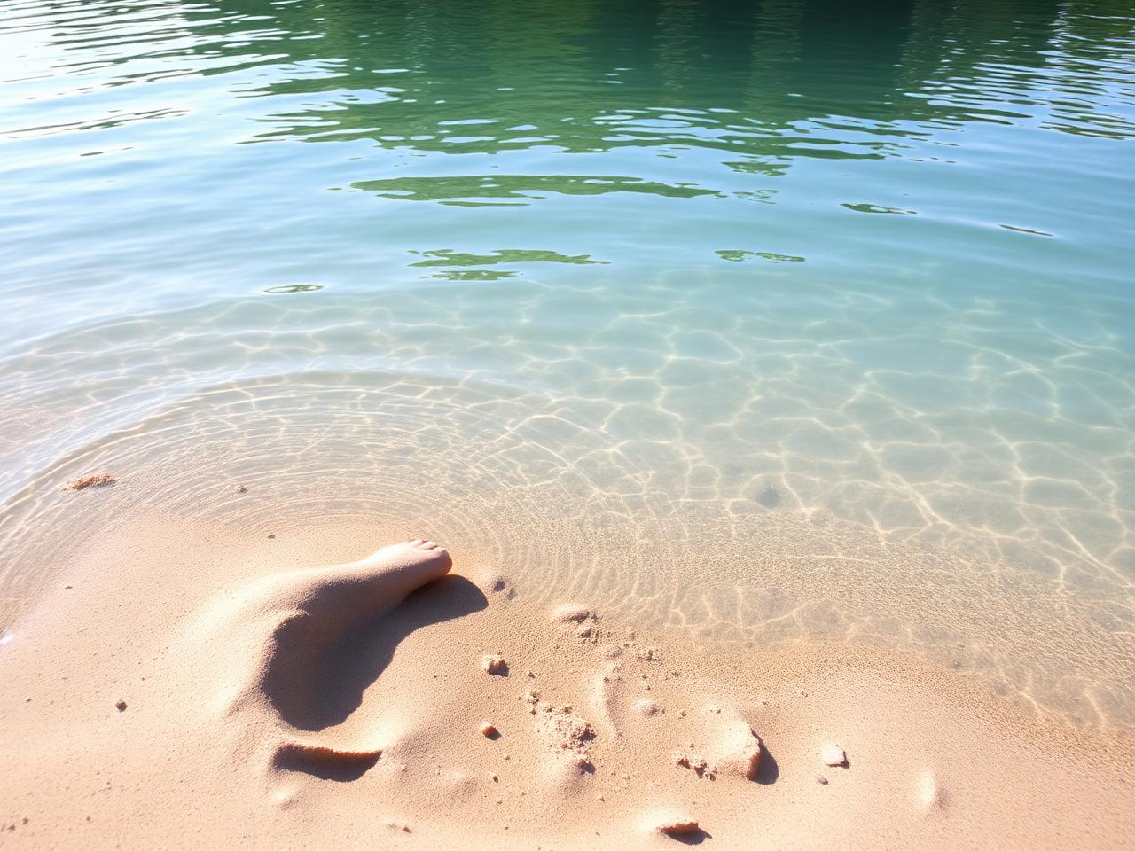 Klares Wasser mit sanftem Sandstrand zum Baden