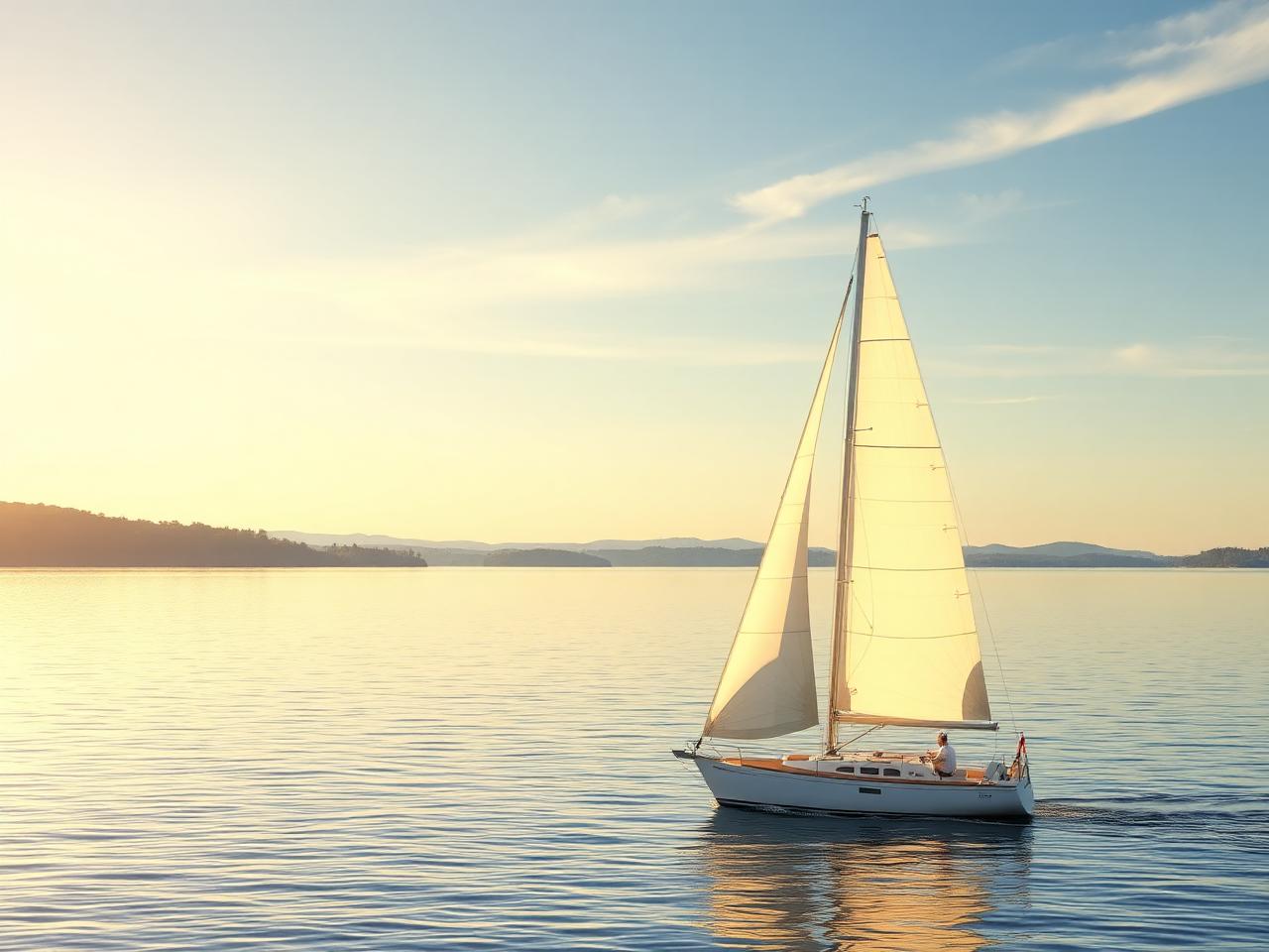 Segelboot auf weitem ruhigem See
